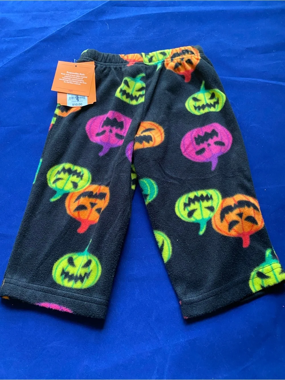New Halloween Hyde & Eek! Black Fleece Pumpkin 12M Pajama Pants